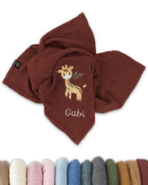 Musselintuch mit Namen zur Geburt