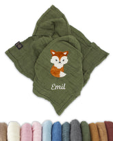 Musselintuch mit Namen zur Geburt