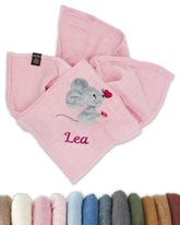 Musselintuch mit Namen zur Geburt