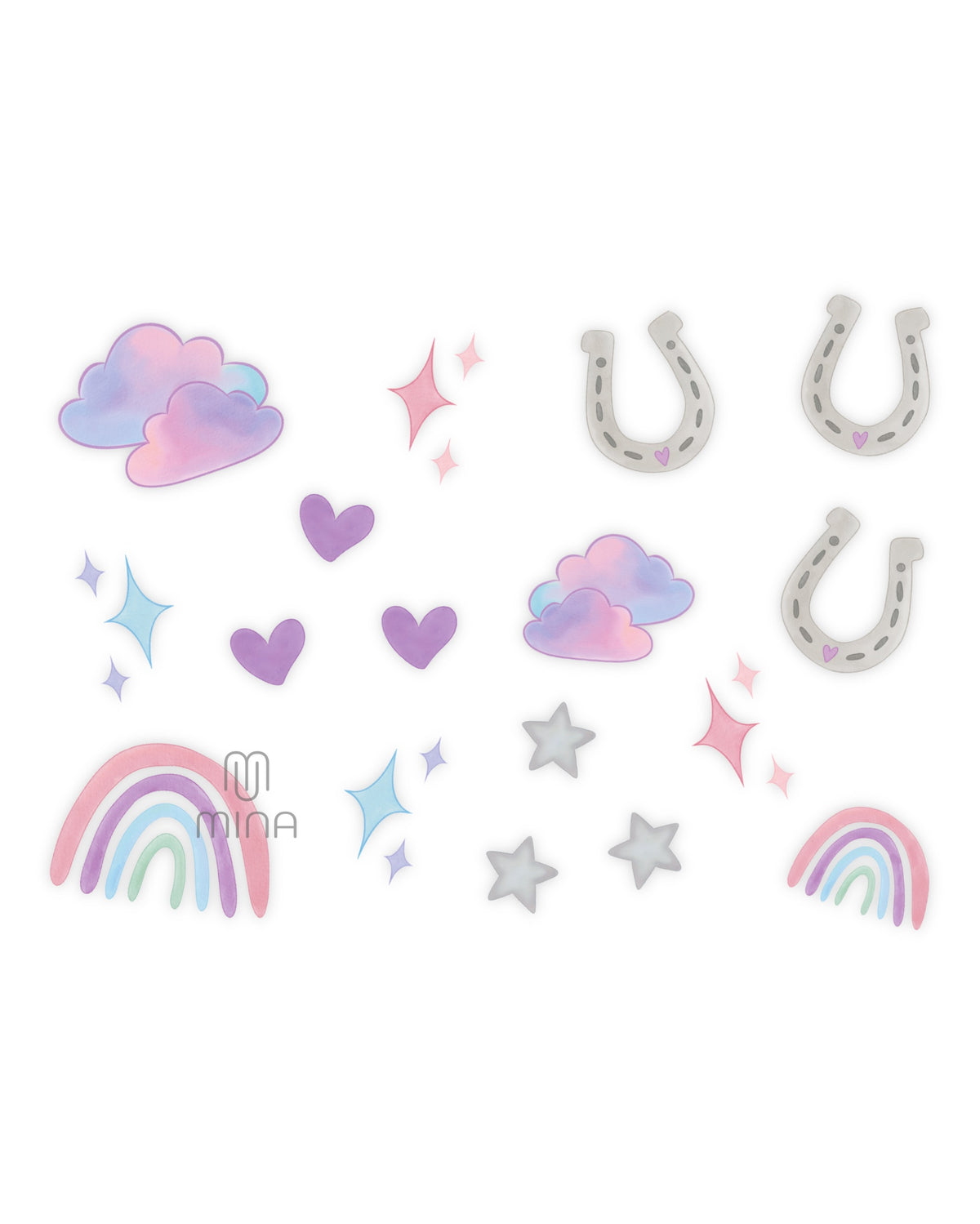 Bügelbild Wolken und Hufeisen für Einhorn