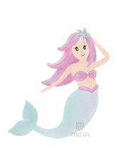 Bügelbild Meerjungfrau Nixe Lila