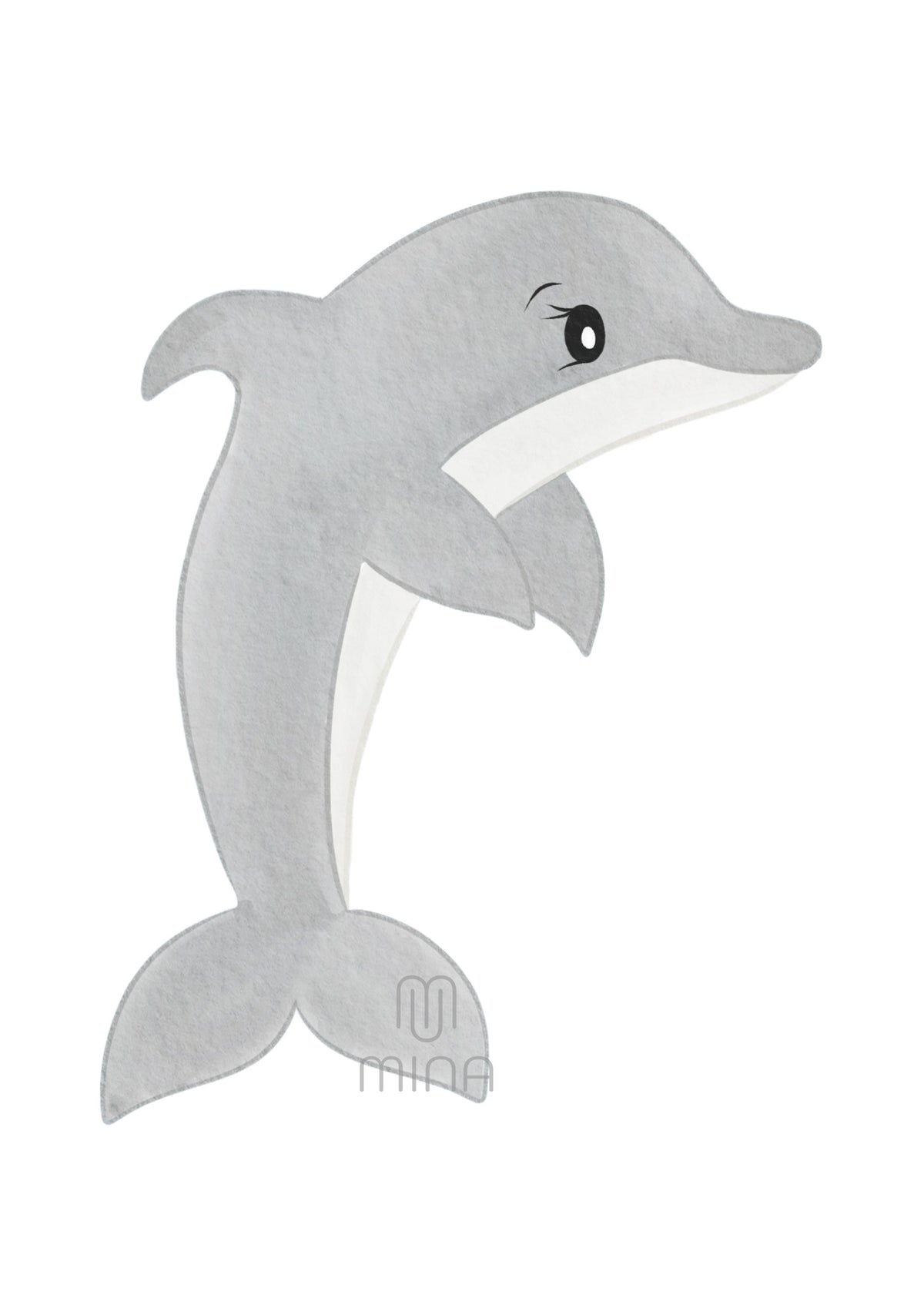 Bügelbild Delfin grau
