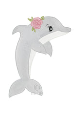 Bügelbild Delfin mit Blüte