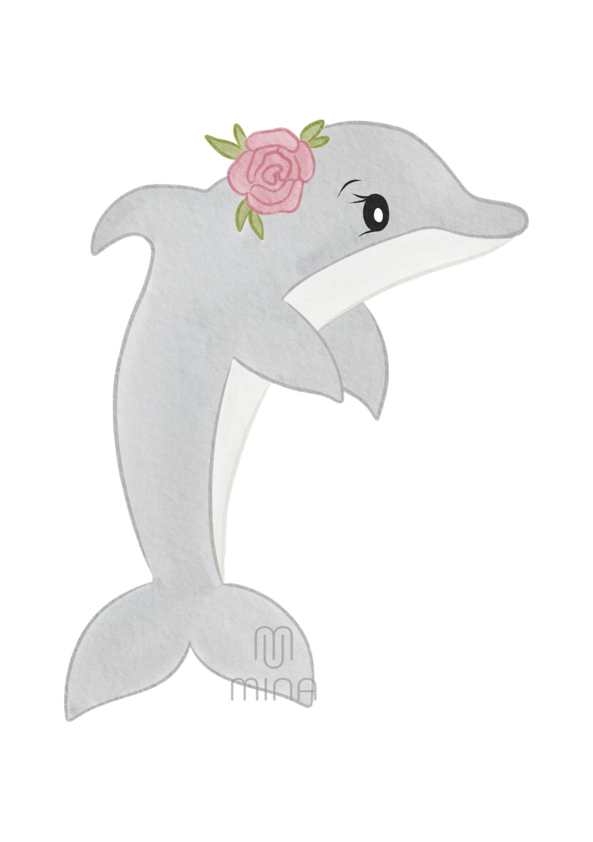 Bügelbild Delfin mit Blüte