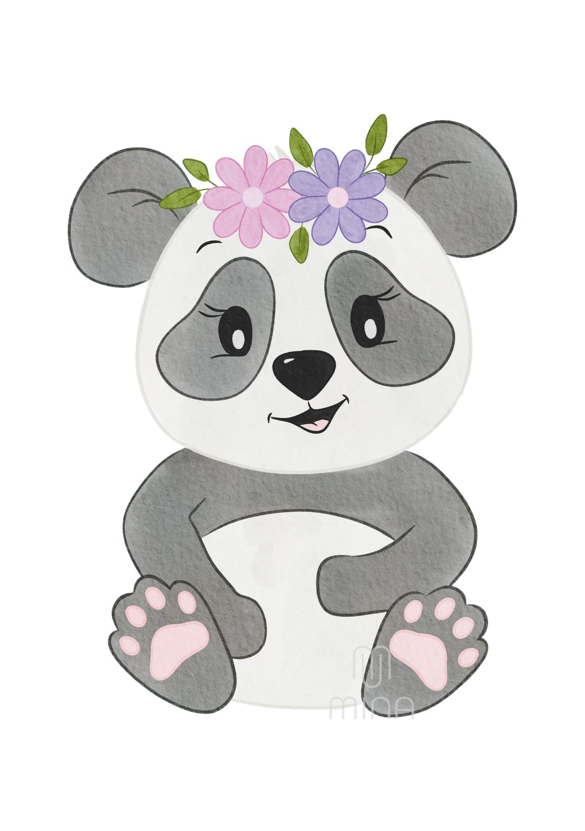 Bügelbild Panda Boho