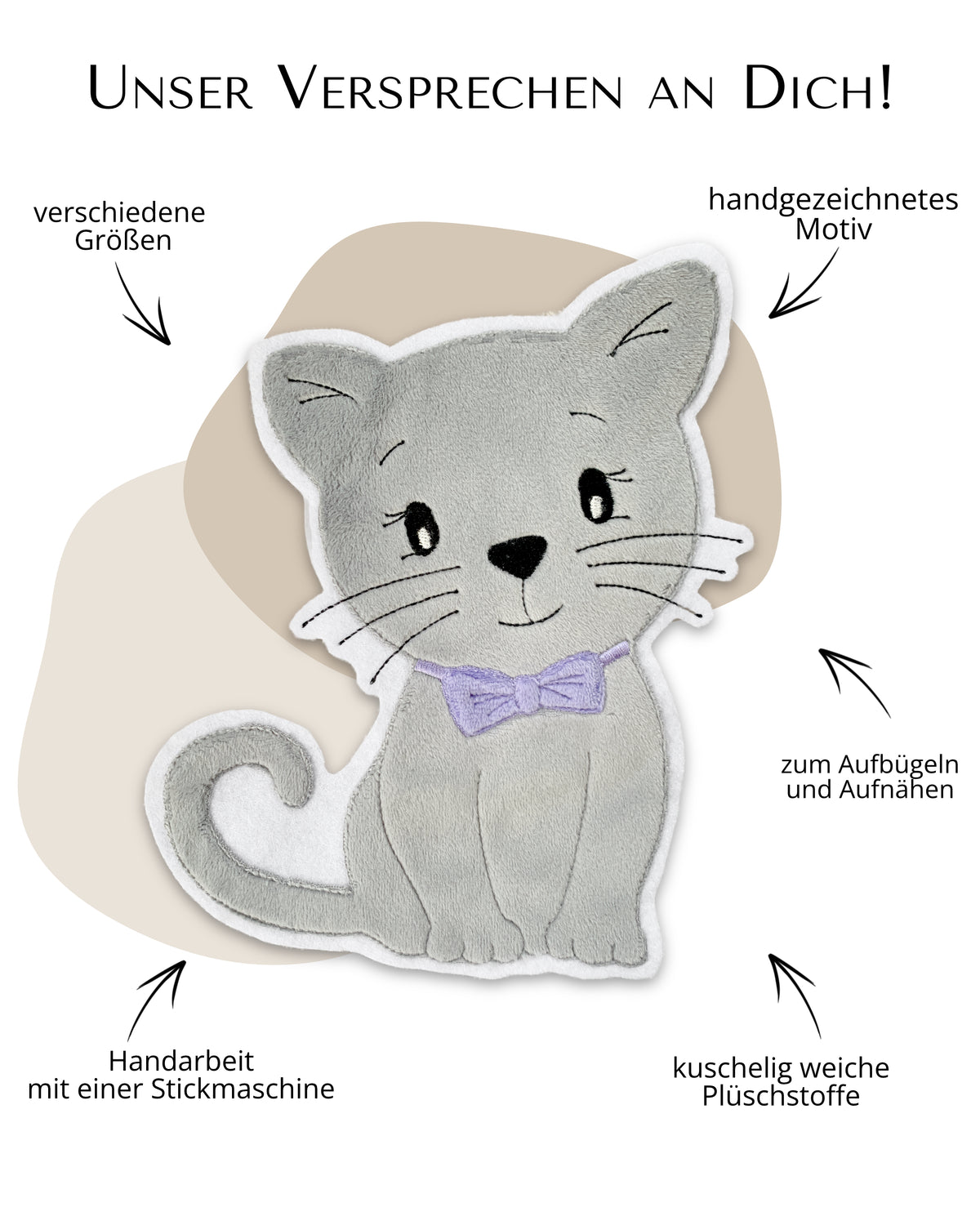 Applikation Katze "Kira" in Grau
