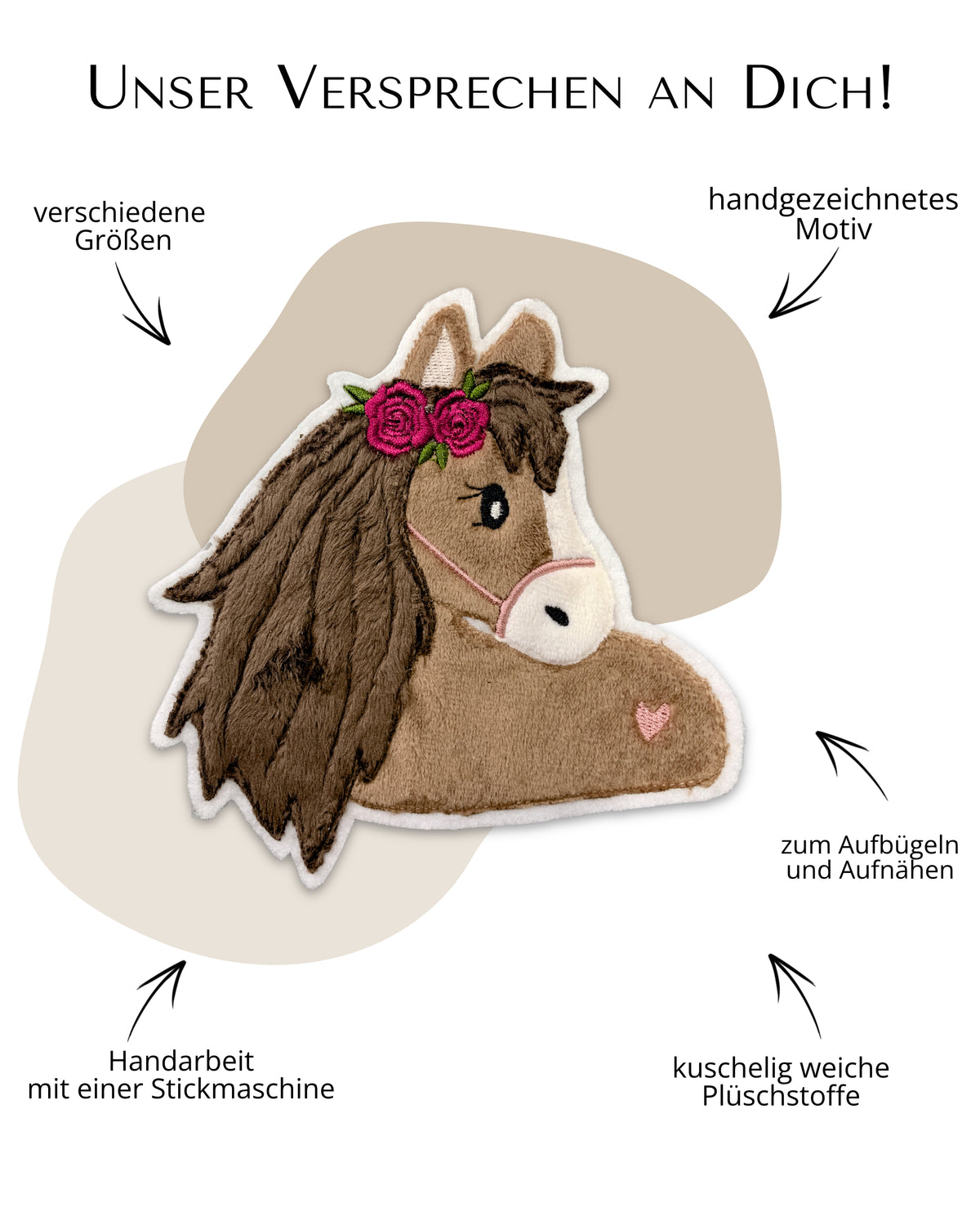 Applikation Pferd "Paula" mit brauner Mähne