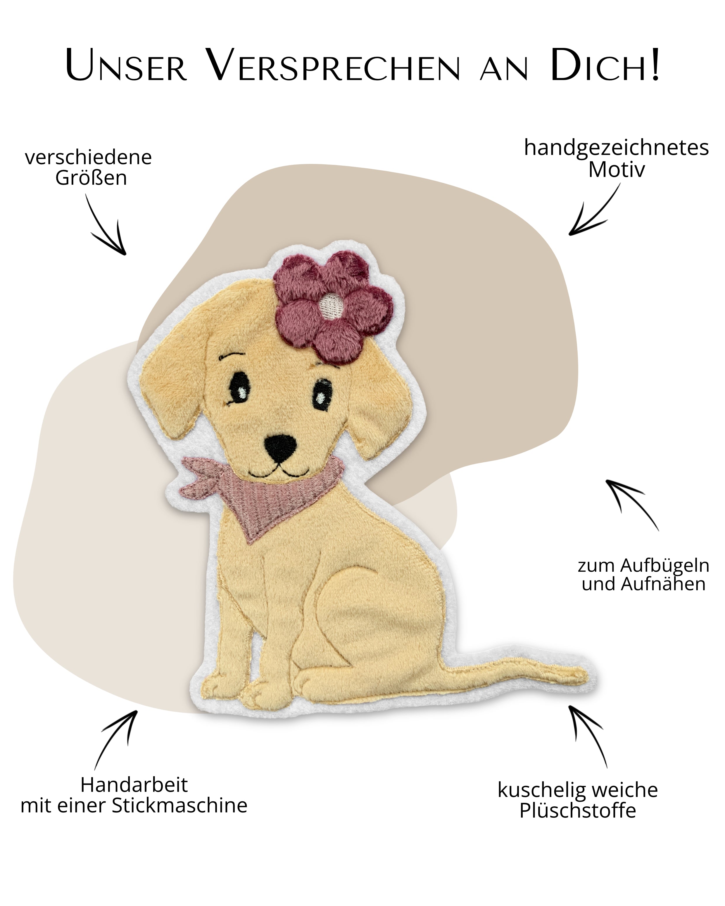 Applikation Hund &quot;Hermine&quot; mit Blume