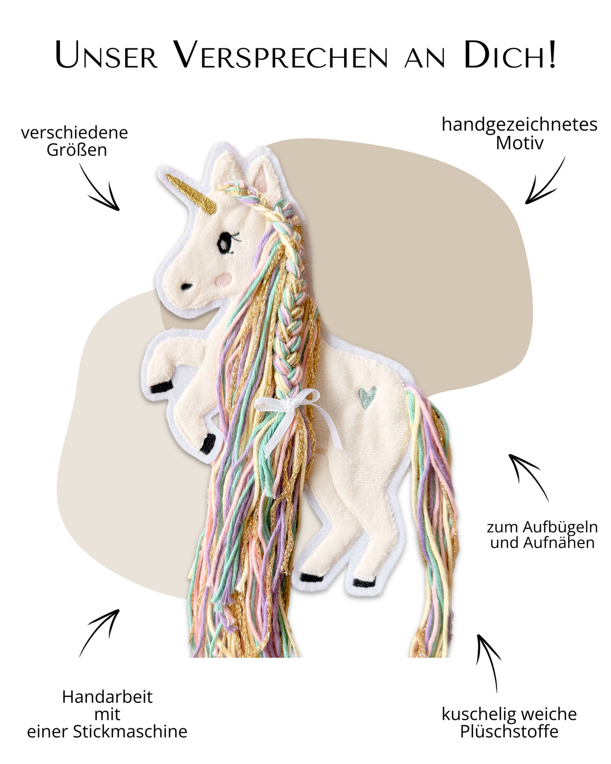Applikation Einhorn "Ella" - Regenbogen/Gold