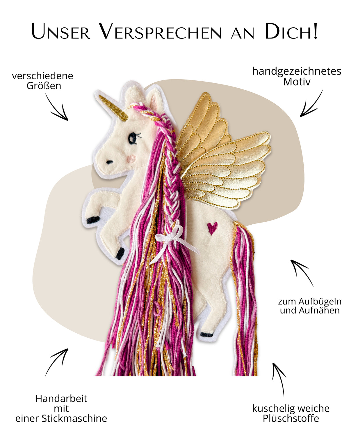 Applikation Pegasus "Pia" - Beere/Gold