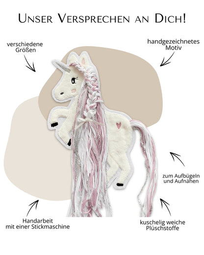 Applikation Einhorn &quot;Ella&quot; - Altrosa/Silber