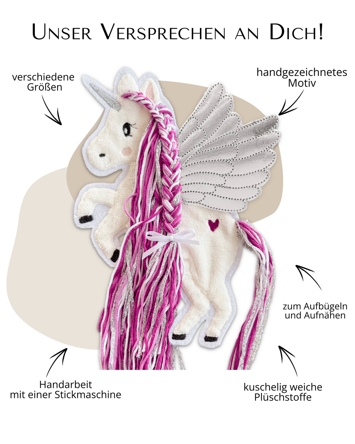 Applikation Pegasus "Pia" - Beere/Silber