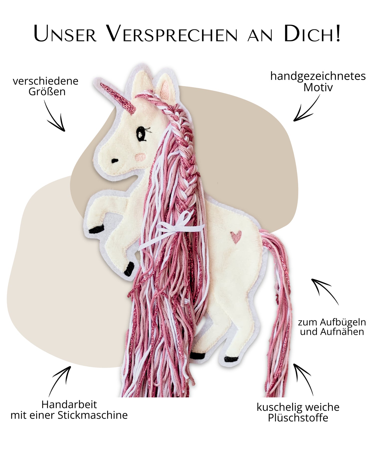 Applikation Einhorn &quot;Ella&quot; - Rosé