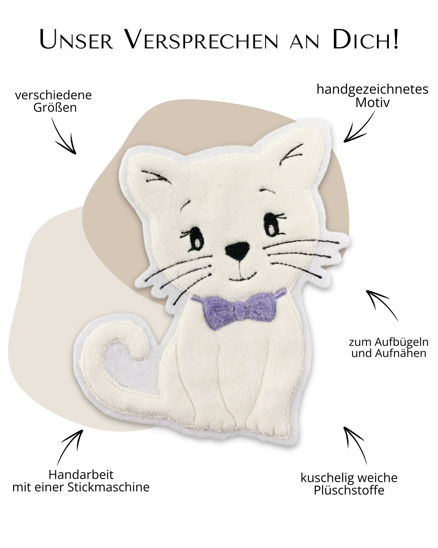 Applikation Katze &quot;Kira&quot; in Weiß