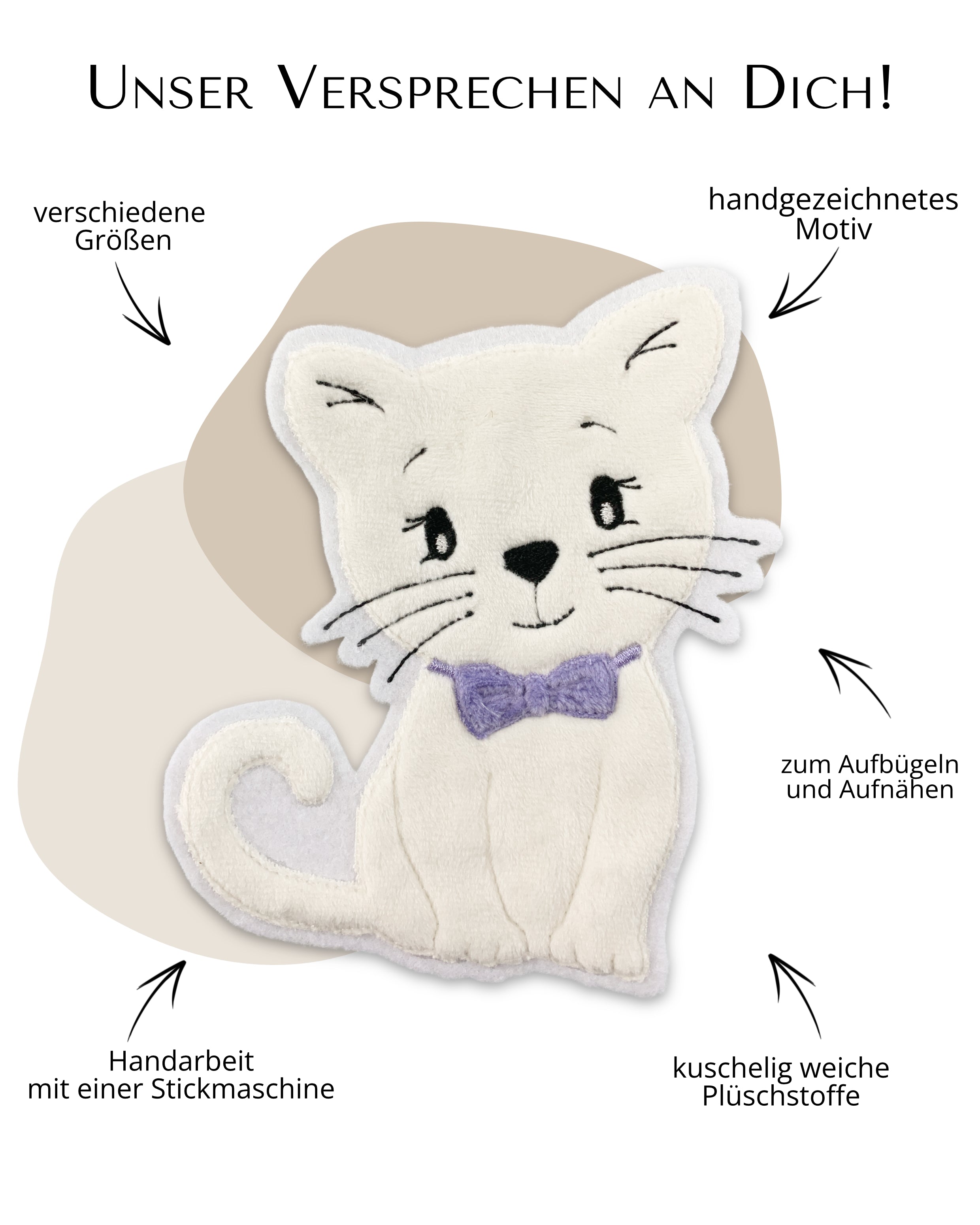Applikation Katze &quot;Kira&quot; in Weiß