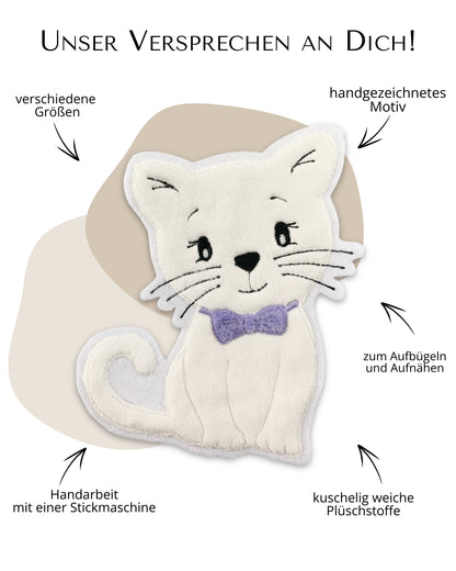 Applikation Katze &quot;Kira&quot; in Weiß