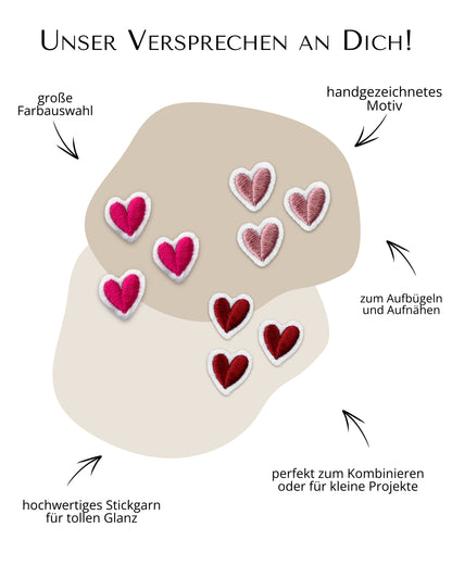 Mini Applikation Herzen &quot;Heidi&quot; auf Weiß