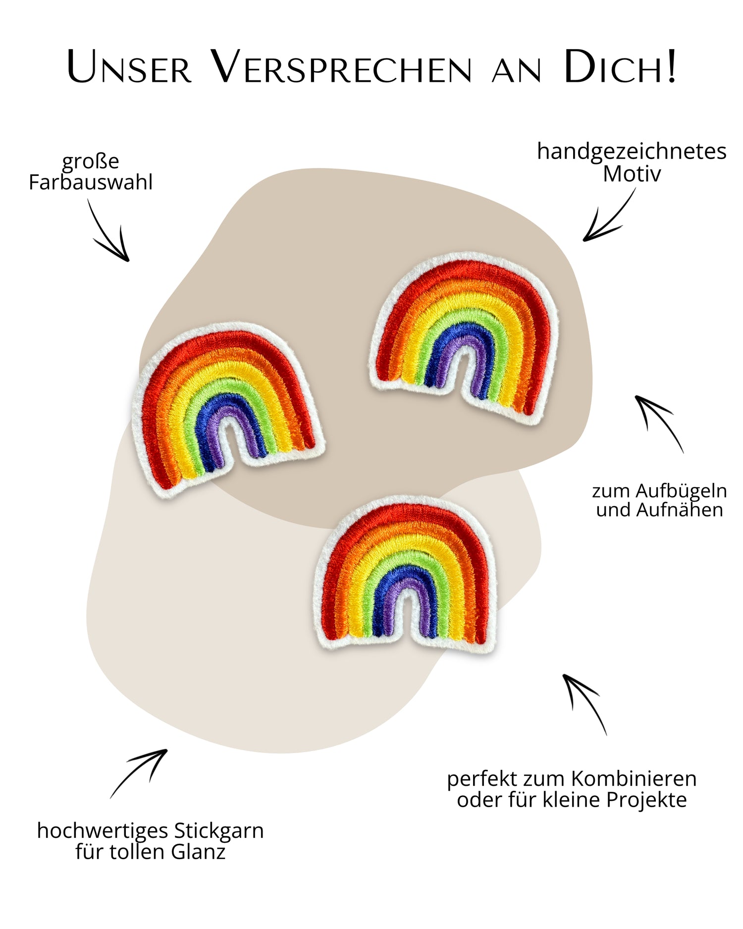 Mini Applikation Regenbogen &quot;Rosa&quot; - Bunt